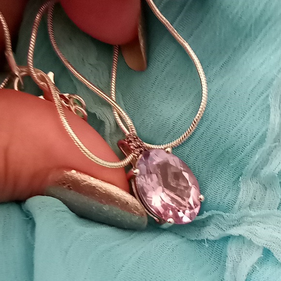 Amethyst pendant Sterling Silver With Chain 925 - Picture 3 of 4